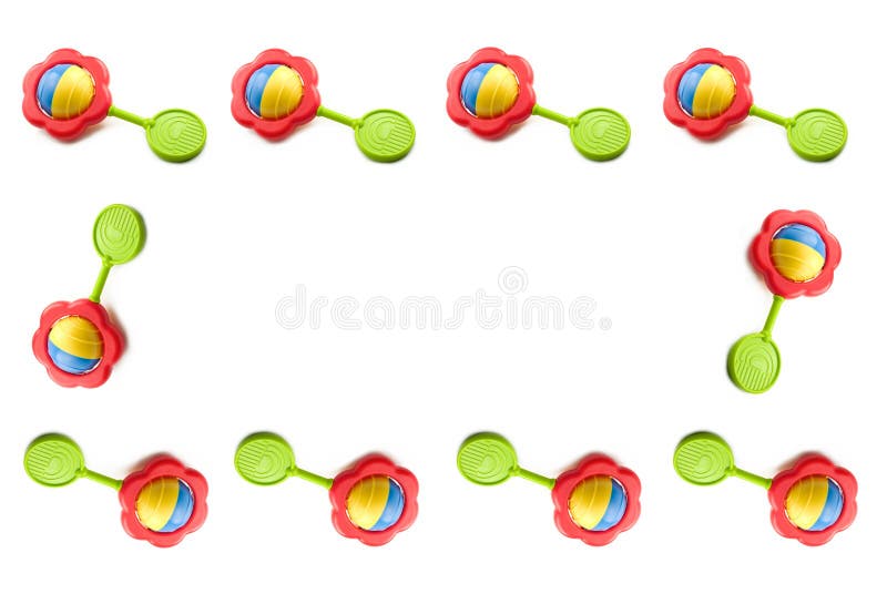 Colorful Baby Rattle Border royalty free stock photography