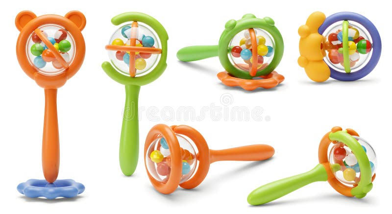 Colorful Baby Rattle Toys Set for Early Development vector illustration