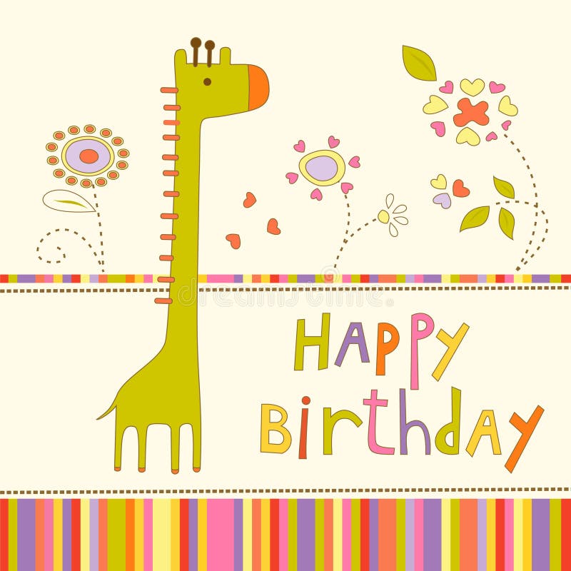 Colorful Baby Shower Background with Giraffe and Flowers. Stock Vector ...