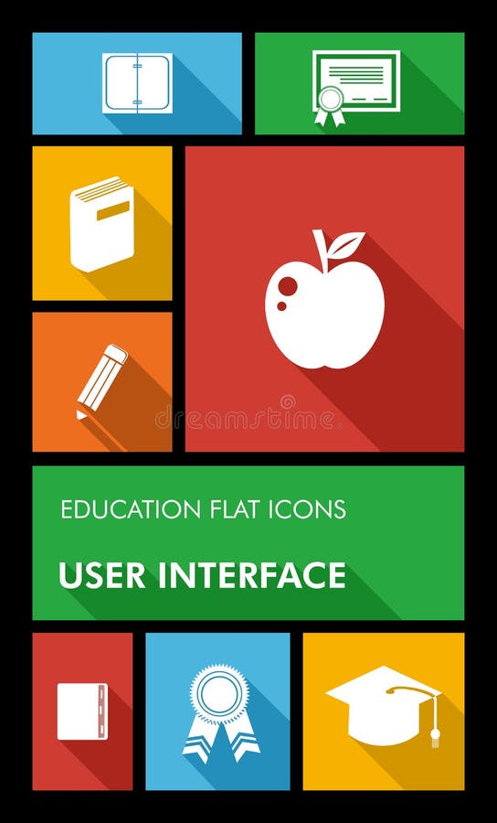 Colorful back to school user interface mobile app. Back to school mobile applications graphic user interface flat icons set education concept. Vector layered for royalty free illustration Colorful back to school user interface mobile app. Back to school mobile applications graphic user interface flat icons set education concept. Vector layered for royalty free illustration