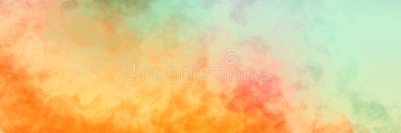 Colorful background in blue orange yellow and red watercolor painted design, grunge texture in soft pastel colors of sunset sky
