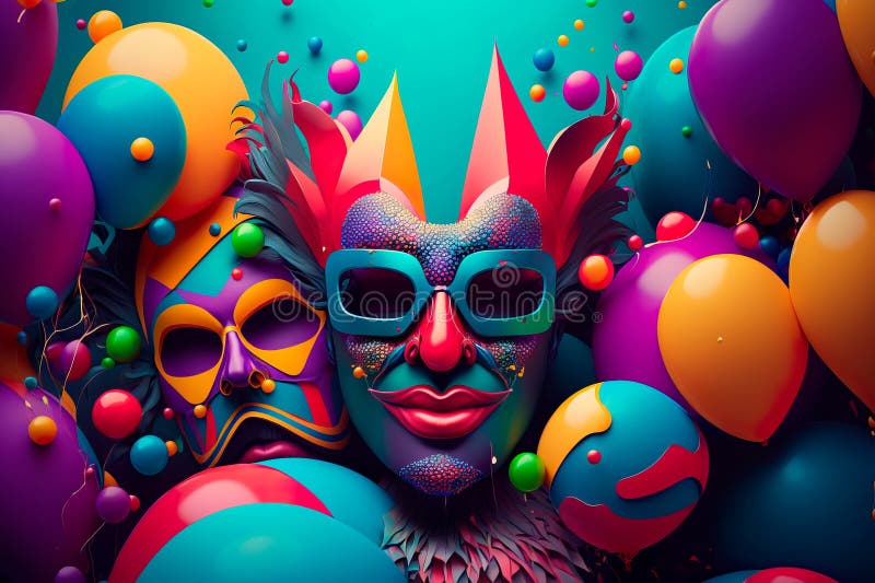 Colorful Background Carnival Festival Mask and Balloon Generative AI Stock  Illustration - Illustration of fashion, carnival: 269608034