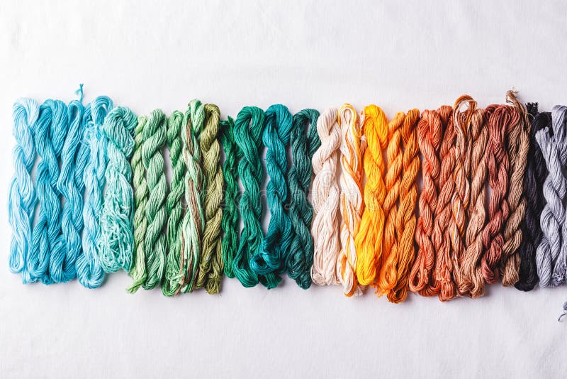 Colorful pattern background from embroidery thread stock photography