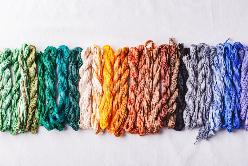 Colorful pattern background from embroidery thread stock photography