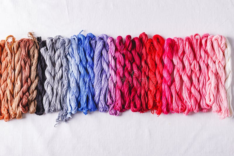Colorful pattern background from embroidery thread stock photography