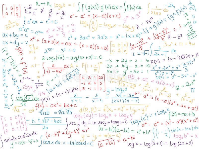 Colorful background of mathematical formulae