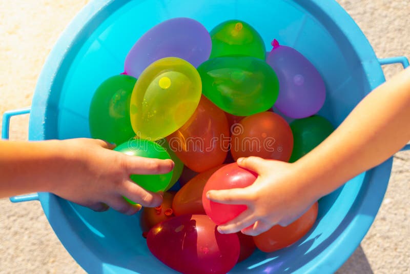 colorful balloon in bucket