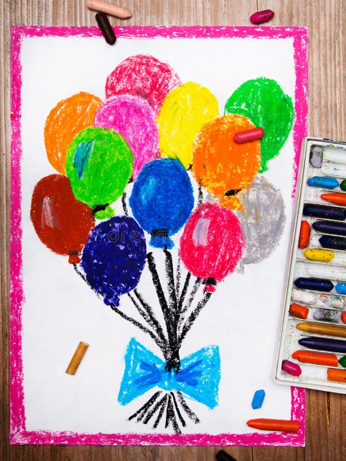 Colorful balloons. Photo of a colorful drawings: colorful balloons stock illustration Colorful balloons. Photo of a colorful drawings: colorful balloons stock illustration