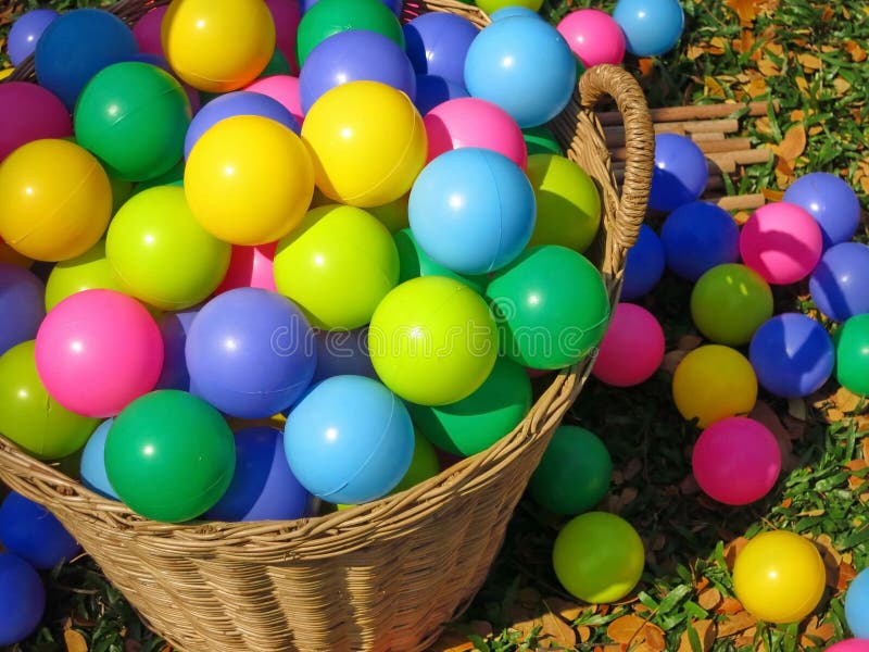 Colorful balls in basket stock image. Image of heap, candy 69708451