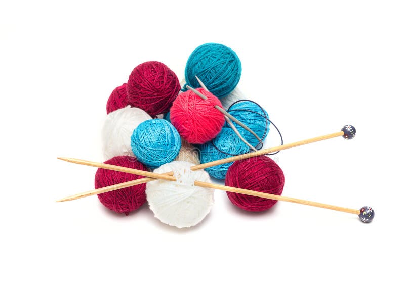 Colorful Balls of Wool with Needles Stock Image - Image of wool, woolen ...