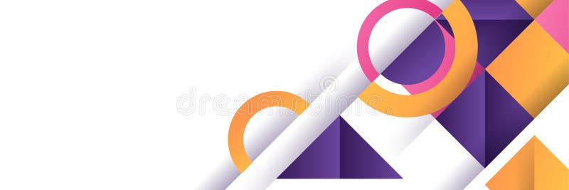 Colorful bauhaus geometric Memphis abstract wide banner background. Vector abstract graphic design banner pattern background