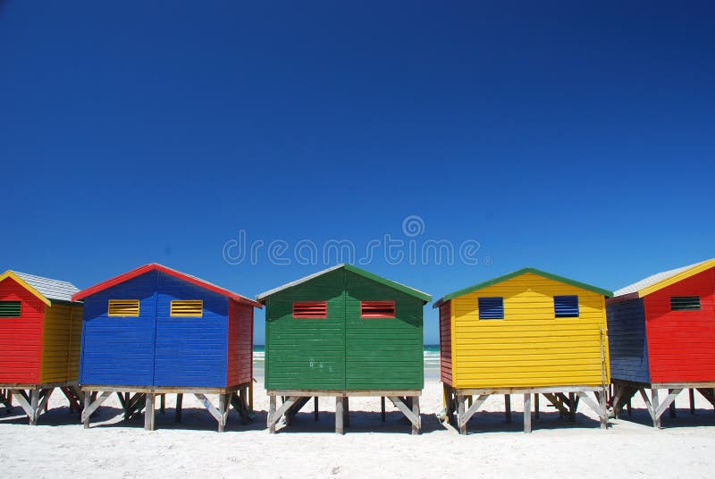 Colorful beach cabins in Muizenberg, South Africa