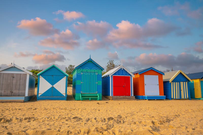 Colorful Beach House at Brighton Beach in Melbourne Australia Stock