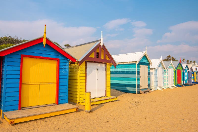 Colorful Beach House at Brighton Beach in Melbourne Australia Stock