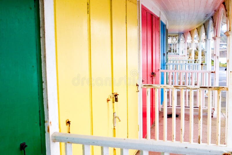 Colorful beach hut doors