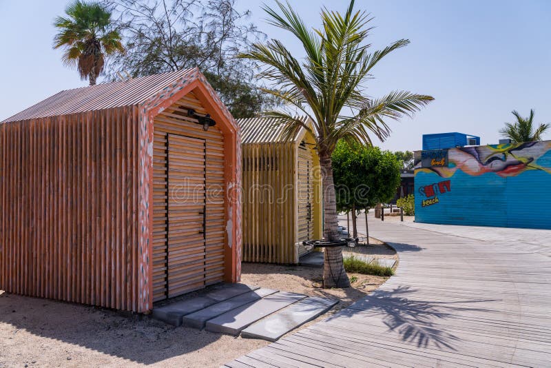 Colorful Beach Huts of La Mer in Dubai, UAE Editorial Stock Photo ...