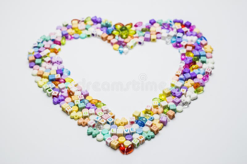 Colorful of Beads with Heart Shape. Stock Image Image of glass, gift 85224887