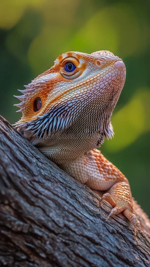 Colorful Bearded Dragon Basking on a Textured Surface in a Natural ...