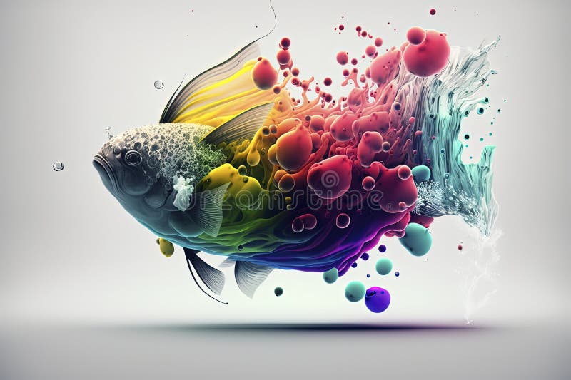 Colorful and Beautiful 3D Digital Fish Swimming, Perfect for