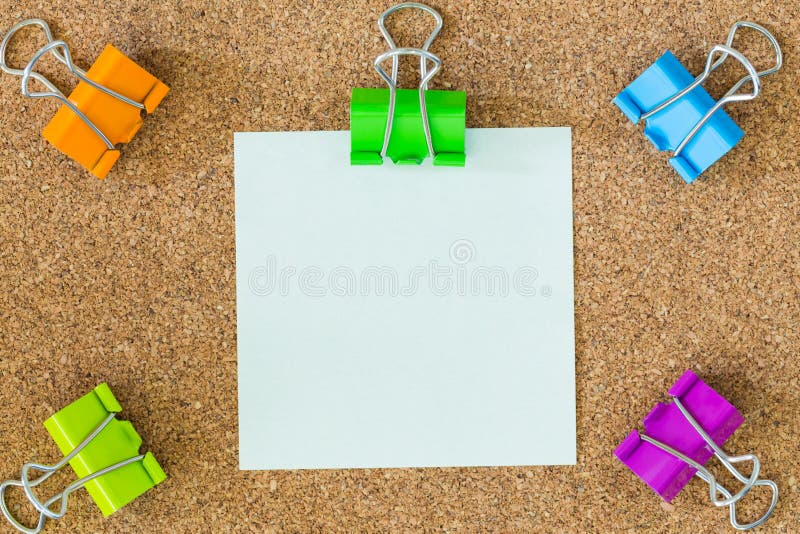 Colorful Binder Clips and Postit Note Stock Image Image of reminder