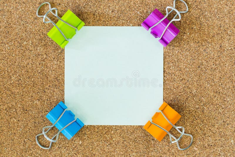 Colorful Binder Clips and Postit Note Stock Image Image of