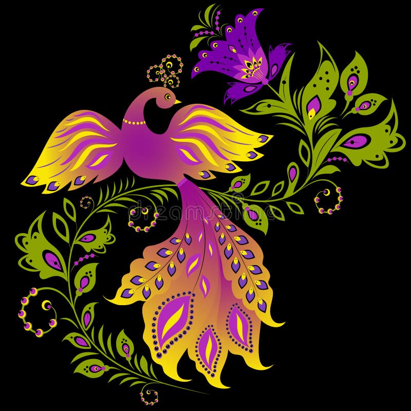 Colorful bird and flower stock vector. Illustration of color - 21789857