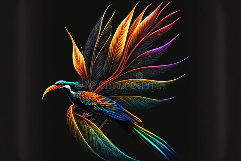 A colorful bird with a black background and a black background with a black background and a black background with a black vector illustration