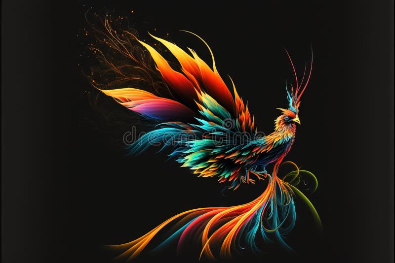 A colorful bird with a black background is shown in this image vector illustration