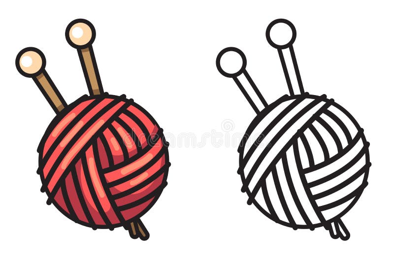 Colorful And Black And White Yarn For Coloring Book Stock Vector Illustration Of Handmade Book 51072861