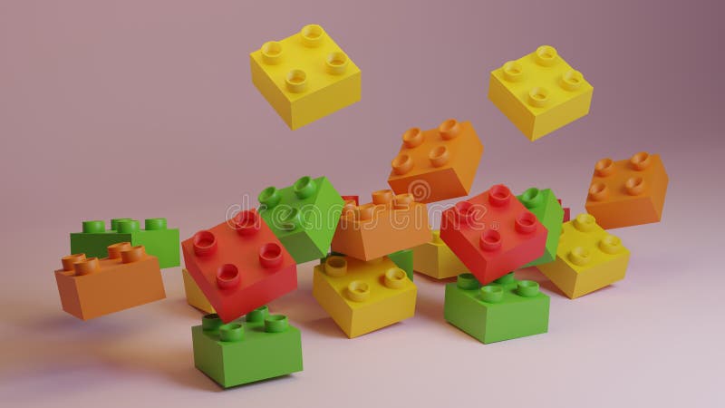 Cubes. Falling blocks style. Multicolored falling blocks blocks