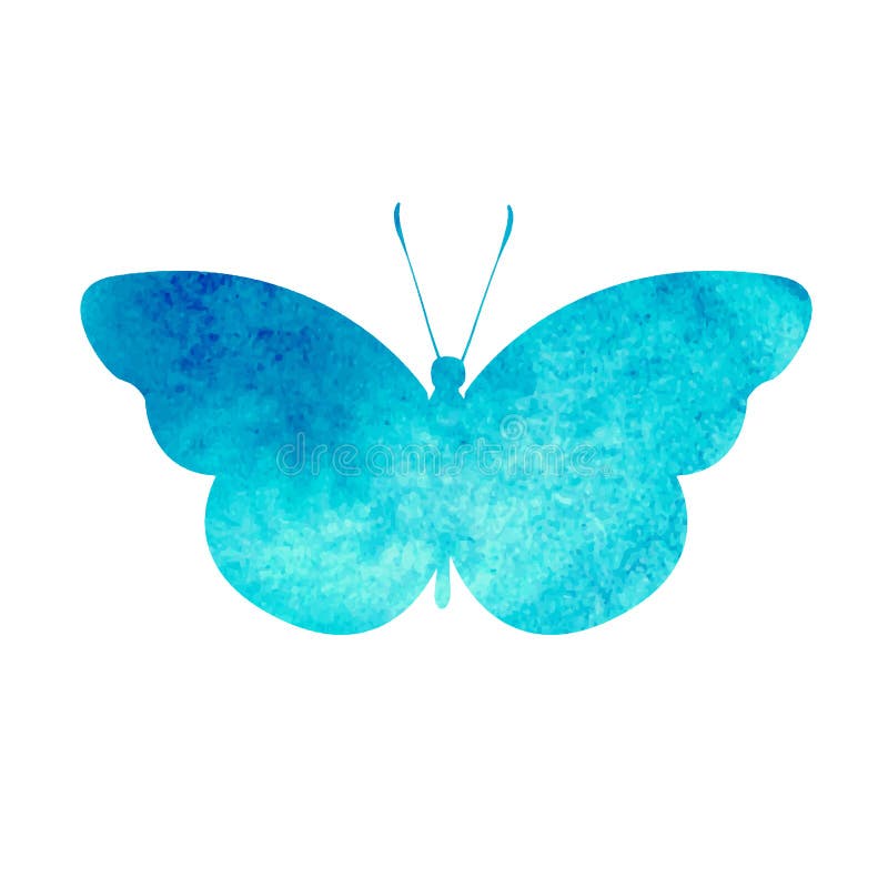 Colorful blue watercolor butterfly vector illustration