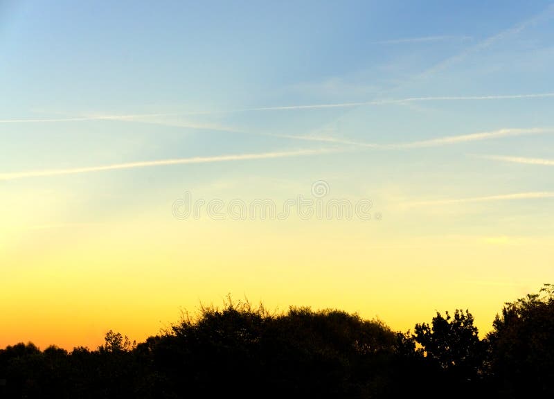Colorful Blue Yellow Sky on Sunset Stock Photo - Image of heaven