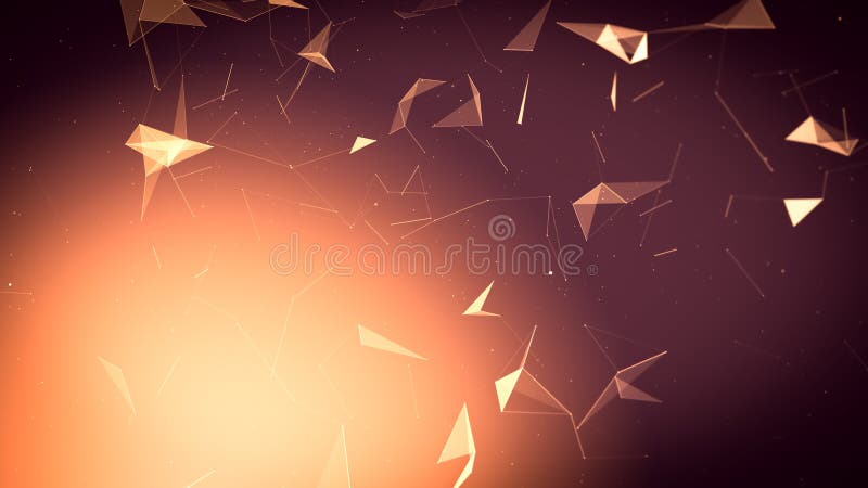 Colorful blurred abstract plexus particle effect background. Mess communication technology network background with moving lines stock photo