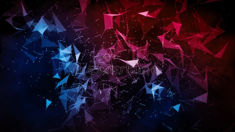 Colorful blurred abstract plexus particle effect background. Mess communication technology network background with moving lines royalty free stock photo