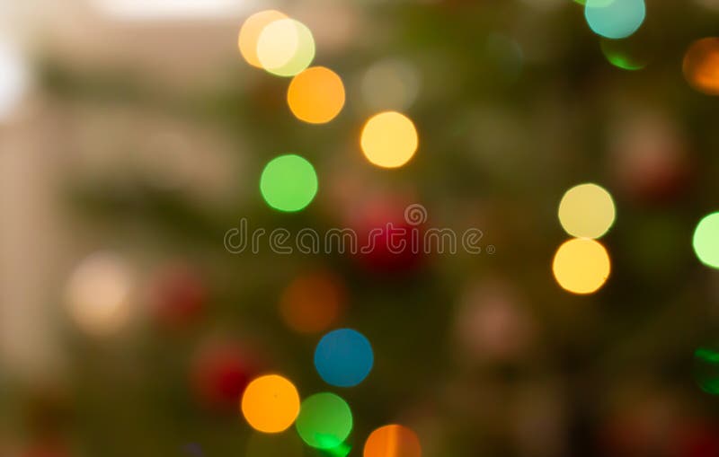 Colorful Blurred Christmas Tree Fairy Lights Background Stock Photo