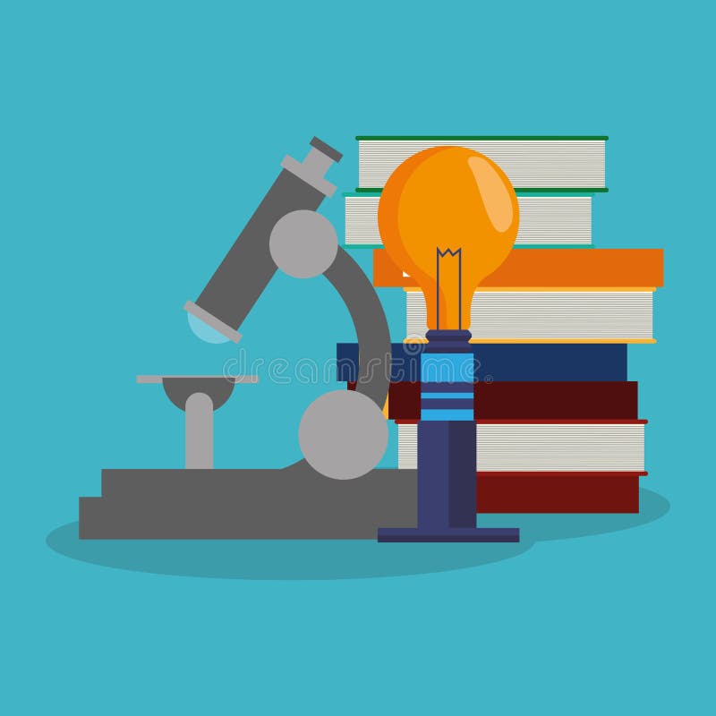 Books and microscope icon. Science laboratory chemistry and research theme. Colorful design. Vector illustration. Books and microscope icon. Science laboratory chemistry and research theme. Colorful design. Vector illustration