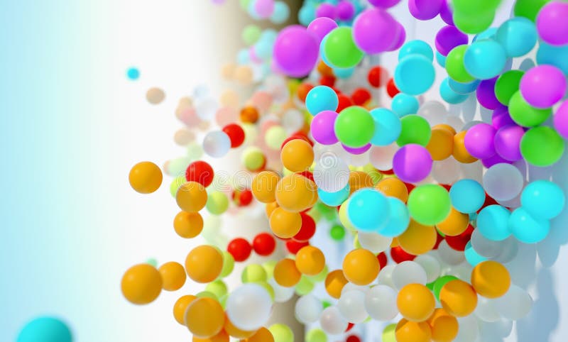 Colorful bouncing balls outdoors against blue sunny sky stock photos Colorful bouncing balls outdoors against blue sunny sky stock photos