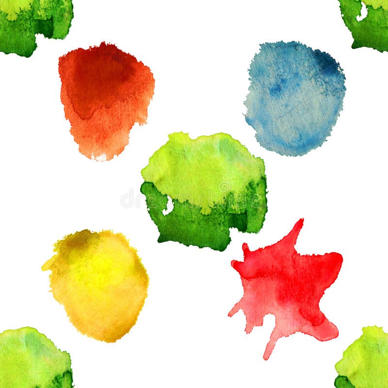 Colorful Bright Hand Drawn Watercolor Painted Stains Abstract