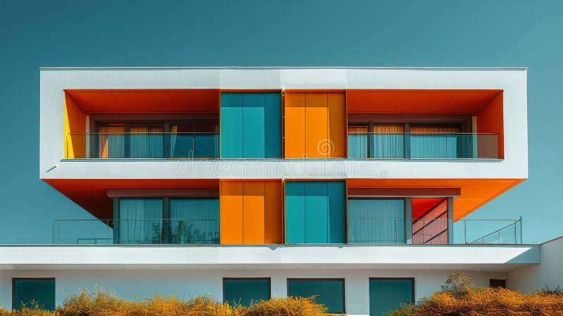 Colorful Building With Balconies in Urban Setting royalty free stock image