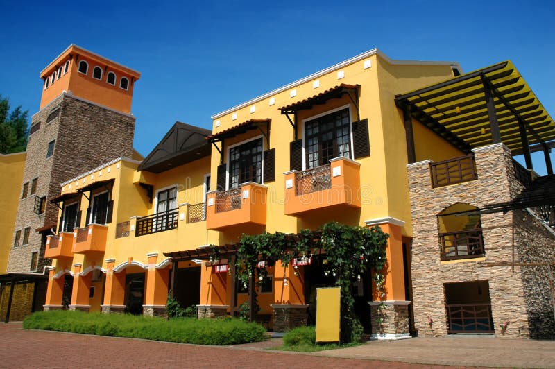 Colorful building, low angle royalty free stock image