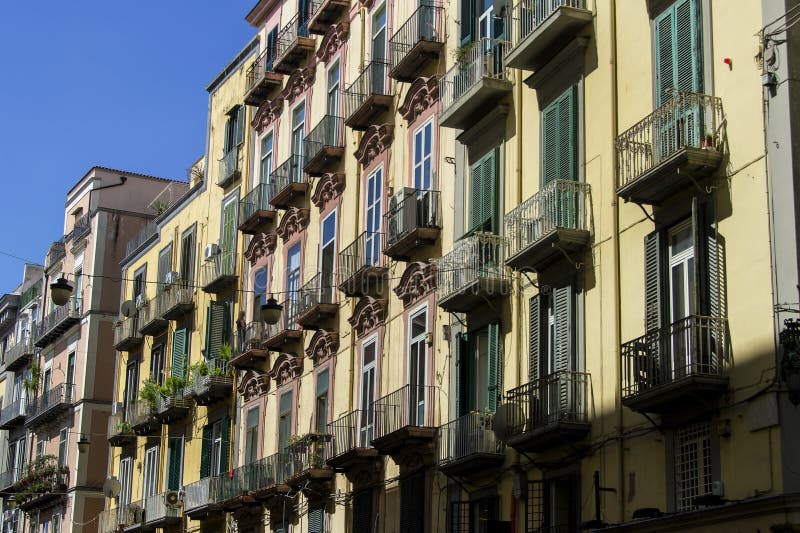 Colorful building in Naples, Italy.