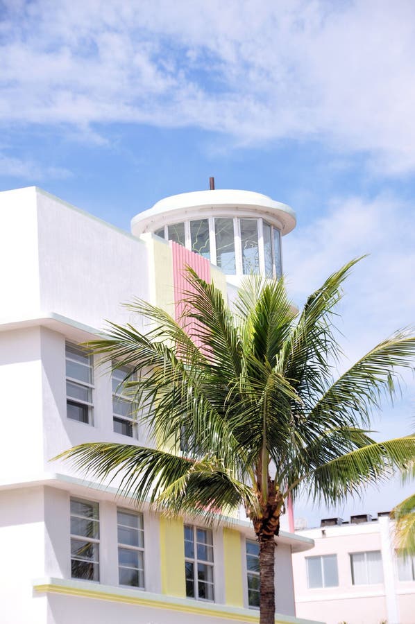 Colorful building with palm tree