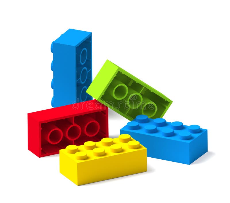 Colorful Building Toy Blocks 3D Stock Illustration - Illustration of ...