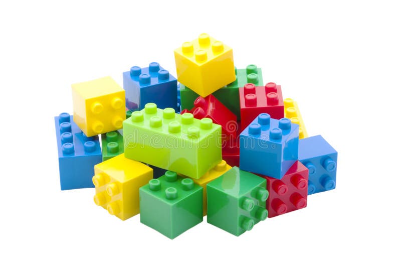 Colorful building toy, white background.