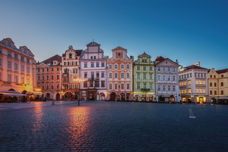 Colorful Buildings of Old Town Square at Sunrise - Prague, Czech ...