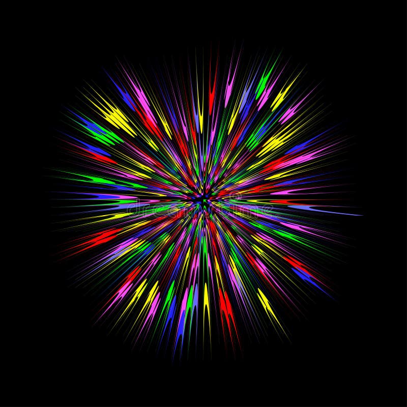 Colorful burst, abstract explosion. Color blast graphic effect. Vector. royalty free illustration