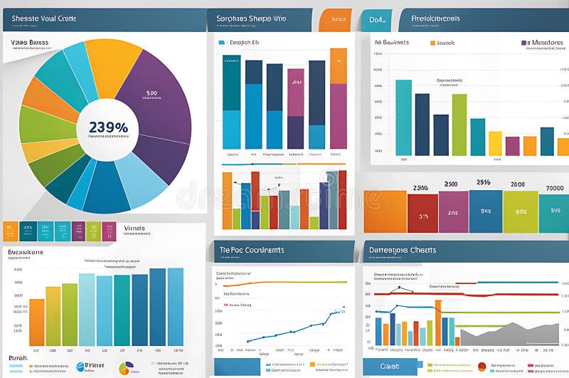 Colorful Business Graph: Multi-Tiered Bar Chart and Scatter Plot Focused on Demonstrating Data Visualization stock illustration