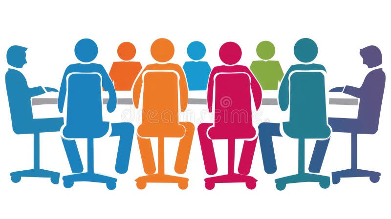 Colorful business meeting art for creative designs vector illustration.