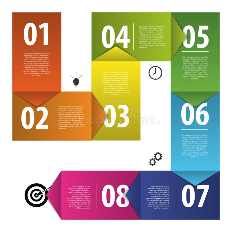 Colorful business vector paper progress steps template. Vector royalty free illustration