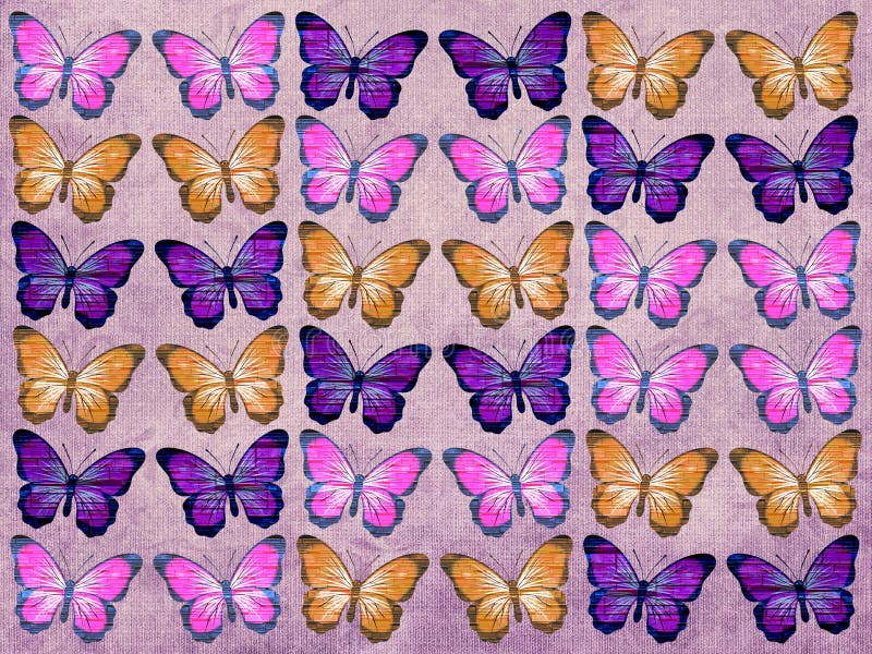 Colorful Butterflies Pattern on Purple Abstract Background Stock ...